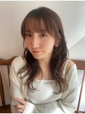 大人かわいいくびレイヤー/まろベージュ/小顔シースルーバング