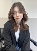 髪質改善*外ハネレイヤーブラウンミディ*美髪 【Zina 藤崎】