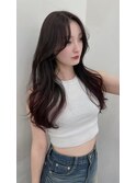 韓国ヘア_カーキグレージュフェザーバング