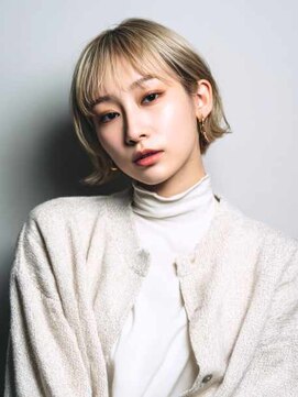 トクテ 高円寺(tokute) くびレイヤーエモージュ前髪モテベージュレイヤーミディ/高円寺