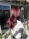 人気のダブルカラーで赤髪に♪