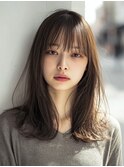 レイヤーカット/顔周りカット/触覚/グレージュ/韓国巻き