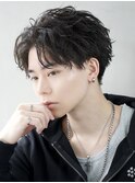 無造作アップバングショートソフトツイストフェザーパーマ