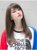 さらつやストレート アッシュカラー  流しバング☆