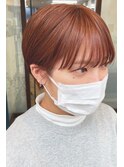 耳掛けマッシュショート★オレンジベージュ