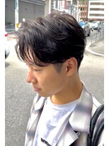 ノイセル 西本町(Noisyle) ブルーブラックフェザーパーマ刈り上げセンターパートy