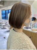 モテ髪◎内巻きショートボブくすみベージュ前髪カット◎髪質改善