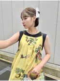 20代30代ボブでも可愛くアレンジヘアセットお呼ばれヘアリボン