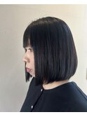 丸みボブ×縮毛矯正