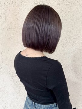 プリモ ココ 鍋島店(Primo coco.) アッシュラベンダー ボブ ストレート 髪質改善 透明感カラー