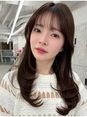 元町レイヤーカット韓国ダブルカラー顔周り前髪カットボブ