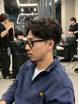 リッチブランドアンドコー 守口店(Rich Brand&Co) かき上げヘア七三ヘアツーブロックメンズ波巻きスパイラルパーマ