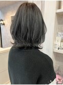 福山市美容院Caary人気 ミディアムくすみ透明感ダークカラー