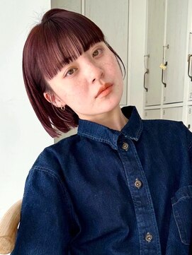 ガーデンヨコハマ(GARDEN YOKOHAMA) 似合わせフルバングミニボブ暖色冬カラーチェリーレッド小顔前髪