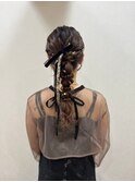 ゆるふわローポニー　ヘアアレンジ