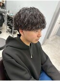 ミニウルフチェリーブラウンホワイトグレージュフェザーパーマ