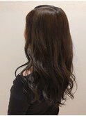 大人ロンググレージュ 顔周りカット 艶髪 ココアベージュ 20代