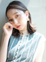 外ハネミディ_ハイライトカラーセミウェットウェーブ_58050