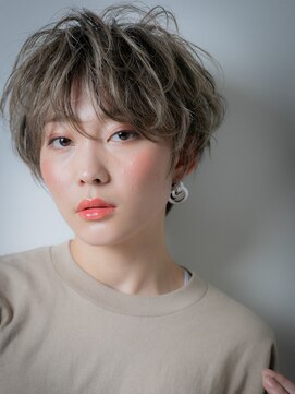 カバーヘア 上尾西口店(COVER HAIR) 透け感オリーブカラーひし形ショートウルフx上尾20代30代40代