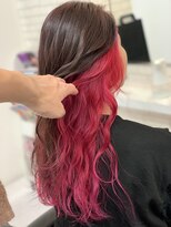 ジェムヘアスタジオ 湘南平塚南口店(Gem Hair Studio) インナーフラミンゴレッドカラー