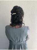 サイド 編み込み ゆるカール ハーフアップ ヘアアレンジ