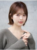 大人可愛い前髪あり耳掛け外ハネボブ20代30代40代
