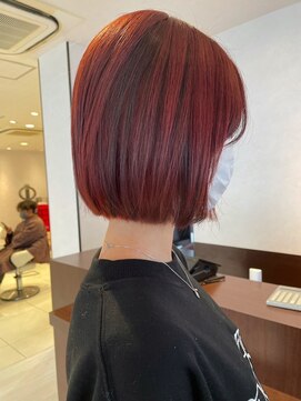 アース コアフュールボーテ 長岡店(EARTH coiffure beaute) レッドミニボブローライトケアブリーチ