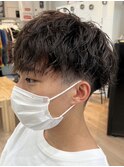 ツイストスパイラルパーマメンズパーマ波巻きパーマツーブロック