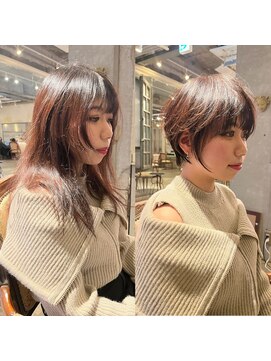 髪質改善と縮毛矯正の専門店 サンティエ(scintiller) 大人綺麗な小顔襟足スッキリショートボブ 30代40代50代