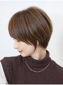 20代30代40代◎小顔前髪ショートボブグレーベージュ新宿代々木
