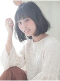 大人可愛い ふんわりミディアムボブ 前髪あり☆30代 40代 50代