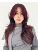 韓国レイヤーボルドーカラーオルチャンヘアヨシンモリ2way前髪