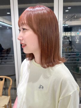 ガーデンヨコハマ(GARDEN YOKOHAMA) 暖色オレンジミディアムボブブリーチ小顔カットシアーベージュ冬