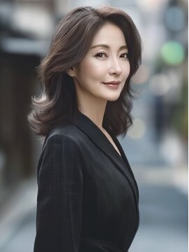 アルトリスト(Altruist Aging×HAIR&SPA) ★ダークアッシュ大人ガーリーボブ着物ミディアムレイヤーカット