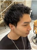 ベリーショートメンズマッシュツイストパーマボウズツーブロック
