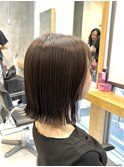 調布レディースカット外はねボブアディクシーカラー赤み消し