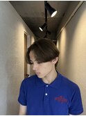 ミルクティーリバースセンターパートニュアンスパーマブリーチ