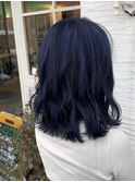 透明感カラーダブルカラーブリーチネイビー