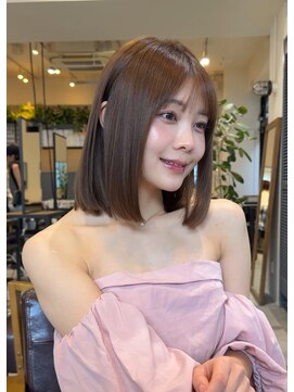 コート 表参道(Cote) 美髪カット切りっぱなしロブ　鎖骨ミディブラウンカラー