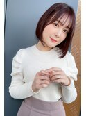 20代30代シースルーバング×柔らかブラウン×フラッフィーボブ