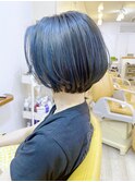 【morio成増芹澤】ショートボブ  ハイライト ネイビー