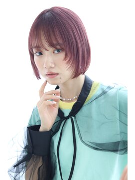アルベロ(albero) 前髪ありミニボブ×ピンクベージュ×20代30代 40代