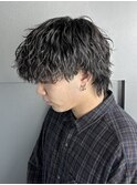 マッシュウルフ 波巻きパーマ ウルフ アッシュブラック 新宿
