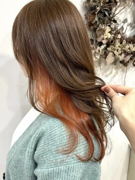 メロウヘア(Mellow hair) ブラウン×オレンジインナーカラー