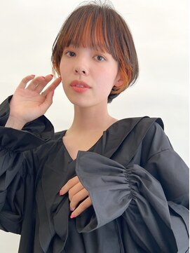 ラパンセ ブルー(LA PENSEE BLEU) 【LA PENSEE】大人かわいいショート インナーカラー オレンジ