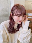 ふんわりミディアムシースルーバング大人ボブレイヤーカット