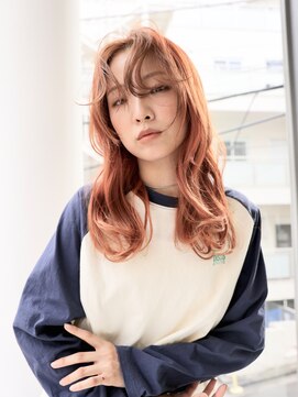 エムスラッシュ 横浜元町店(M.SLASH) アプリコットオレンジ/うざバング/姫カットレイヤー/元町
