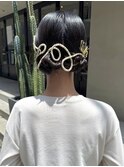 薬院　顔まわりレイヤーカット　ヘアセット　ブリーチなしカラー