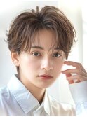 フェザーパーマセンターパートニュアンスパーマ韓国マッシュ黒髪