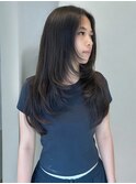 ロングレイヤーカット韓国ヘアワンカール小顔カット